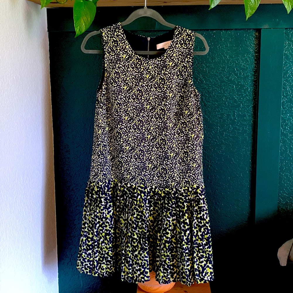 LOFT neon leopard print drop waist dress